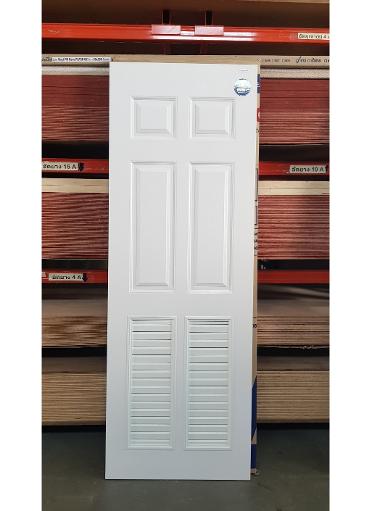 ประตูupvc(ไวนิล) ขนาด 80x200 เกล็ดล่าง PLR003ยี่ห้อโพลีวู้ด สีขาว ใช้ภายนอก ทนแดดทนฝน กันน้ำ100%