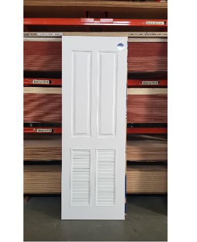 ประตูupvc(ไวนิล) ขนาด 80x200 เกล็ดล่าง PLR005ยี่ห้อโพลีวู้ด สีขาว ใช้ภายนอก ทนแดดทนฝน กันน้ำ100%
