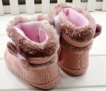 รองเท้าบูธน่ารักใส่สบาย สีชมพูผูกโบว์