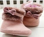 รองเท้าบูธน่ารักใส่สบาย สีชมพูผูกโบว์