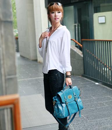  พร้อมส่ง กระเป๋าAxixi สี Dark Blue ถอดแบบ Mulberry ทรงฮิต มีสายสะพายให้ สวยค่ะ รหัส AX1413