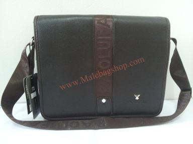 กระเป๋าหนังแท้สะพายข้างสีน้ำตาลเข้ม รหัส M11