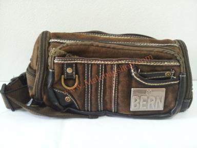 กระเป๋าคาดเอวผ้า(สีน้ำตาล) รหัส M37