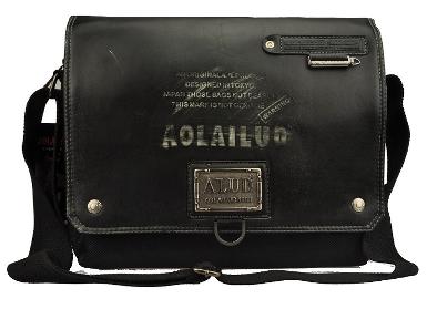 กระเป๋าผ้ากันน้ำ ฝาหนังแท้สีดำสุดเข้ม รหัส M16