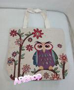 กระเป๋าสะพายผ้าลายนกฮูก1