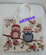 กระเป๋าสะพายผ้าลายนกฮูก2